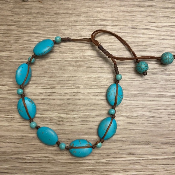 Artisan adjustable size turquoise rock/stone bracelet - Picture 2 of 3